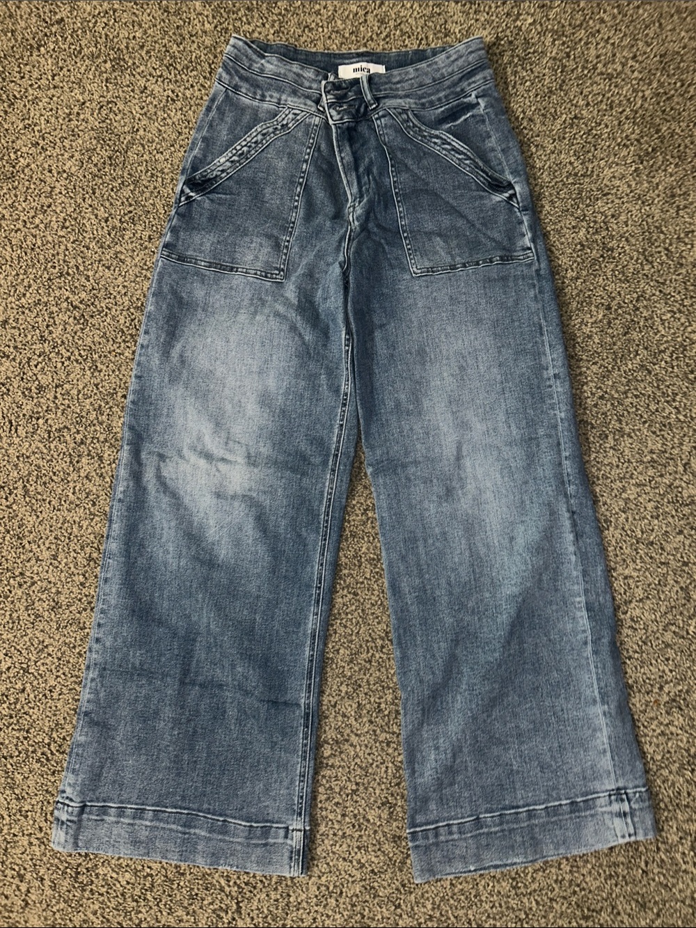 High-Rise Wide Leg Jeans in Faded Blue by Misa